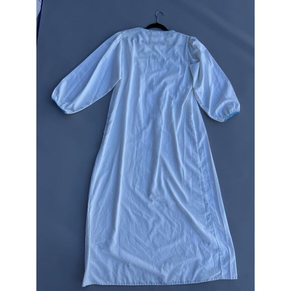 NATORI White Long Sleeve Ivory Silky Nightgown Applique Embroidered Floral Sz M - Picture 6 of 9